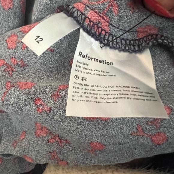 Reformation sweetheart neckline puff sleeve Drea Mini Dress in Anthem Blue - Picture 6 of 7